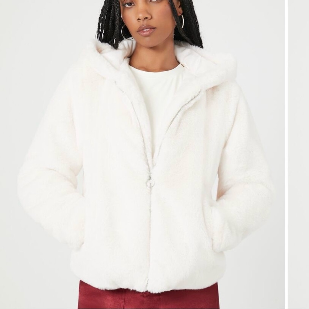 White Teddy Jacket Soft Plush Texture